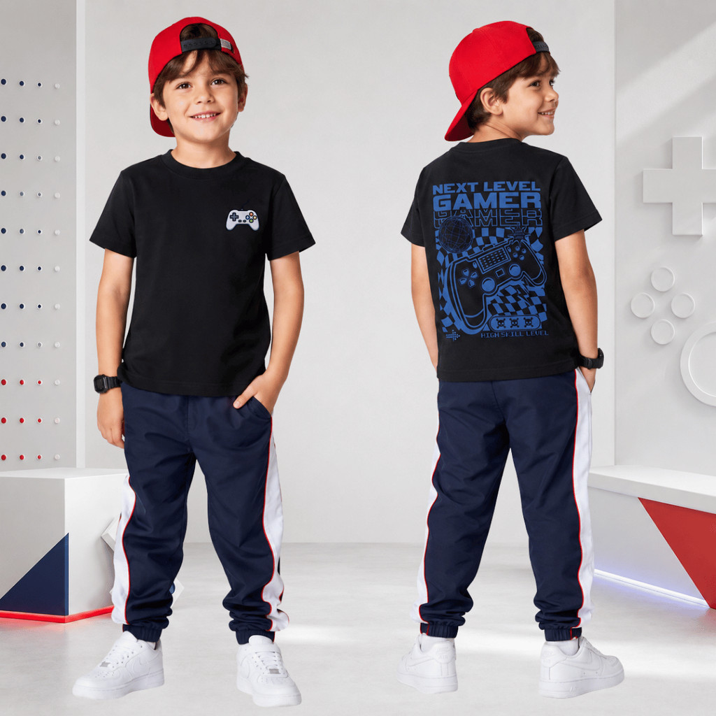 Camiseta Infantil Videogame Gamer Controle Joystick Player Jogos Arcade Tecnologia Estampada Divertida 100% Algodão