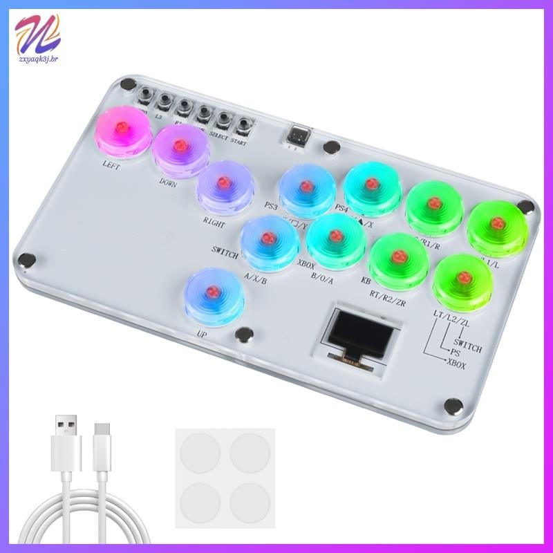 Fighting Stick Controller Colorido RGB Light Game Teclado De Jogo De Arcade Para PC Switch