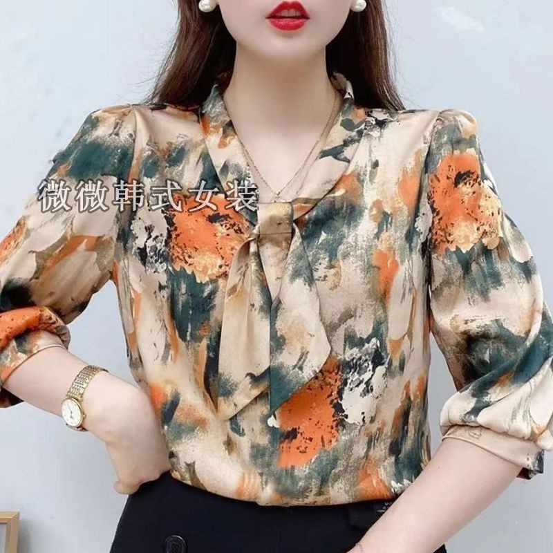 Novo Chiffon Floral  Blusas Ladies Para Mulheres Mais Tamanho Verão Estilo Coreano Moda Impressa