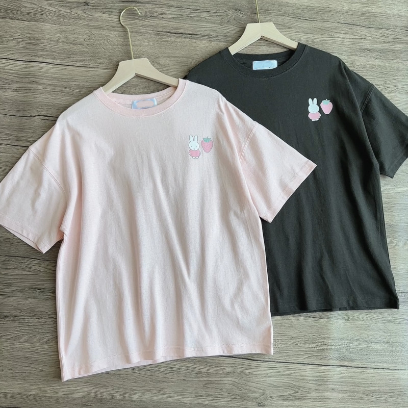 D7 Cartoon Cute Ladies Solto Respirável Menina Japonesa Coração Estilo Doce Top de Verão