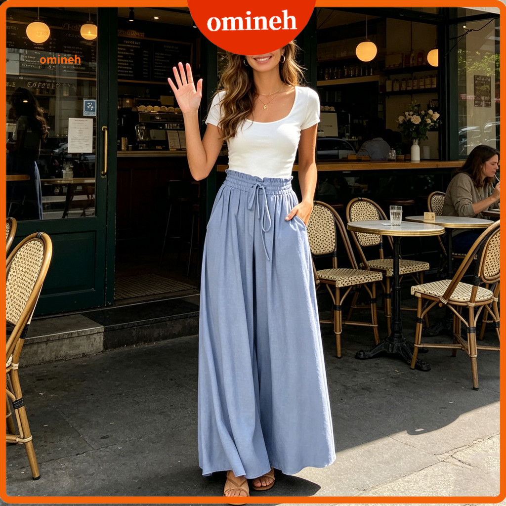 Women Trousers Versatile Fit Pants Women’s Oversized Wide Leg with Pockets Adjustable Elastic Waist Long for Wear –