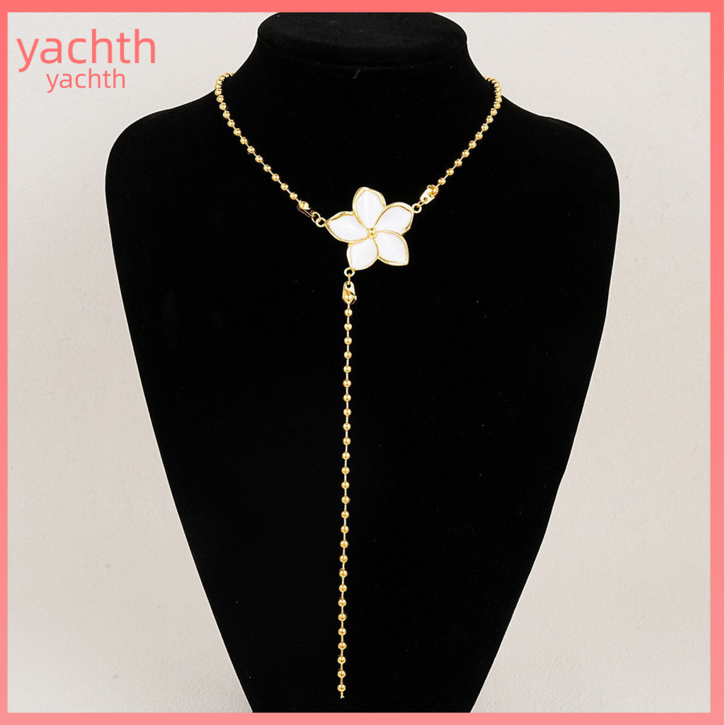 Flower Necklace Y Drop Elegant for Women – Adjustable Dainty Choker Long Chain Perfect Gift for Wedding Birthday for S
