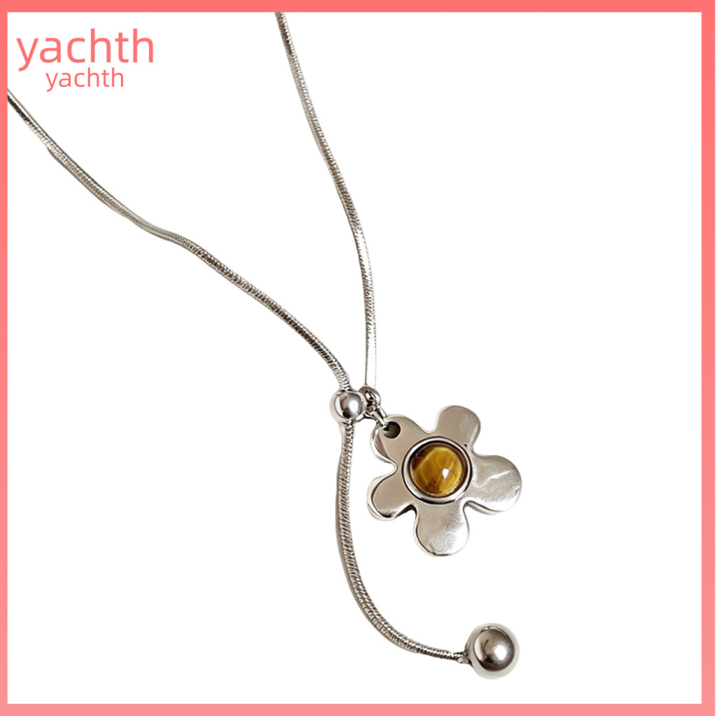 Dainty Flower Lariat Necklace for Girls Floral Pendant for Women Retro for Adjustable Sliding Long Chain Sweater