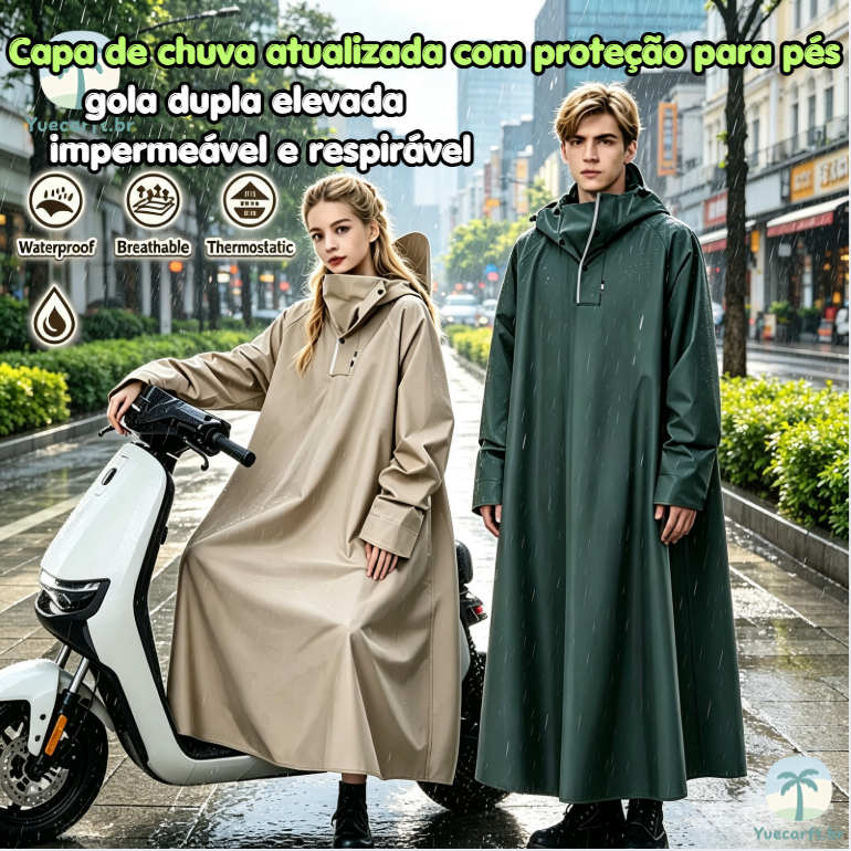 Waterproof Raincoat, with Adjustable Engine Hood - Long, Windproof, Full Body Cover