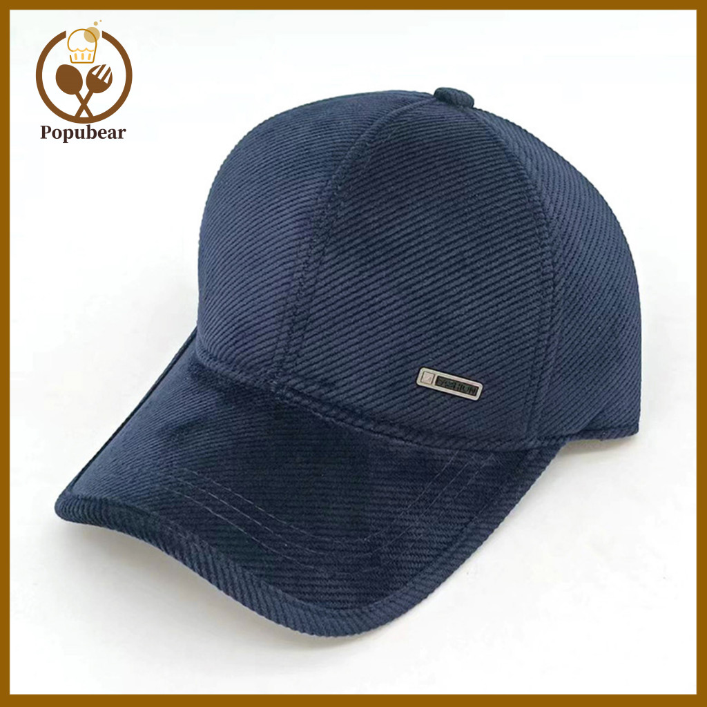 Thick and Warm Corduroy Cap Unisex Fall Winter Baseball Adjustable Long Brim Duck Tongue Hat Solid Color Sun Protection