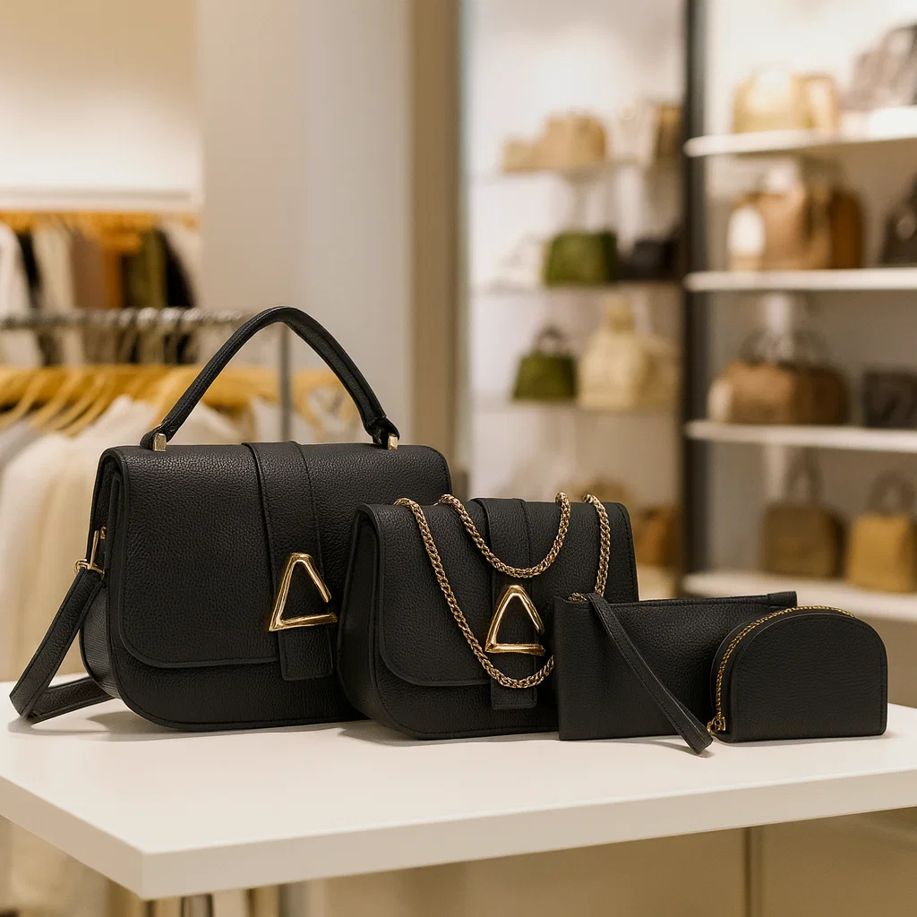 Promoção Conjunto Bolsa Feminina com Carteira e Niqueleira – 4 Peças (Compre e Ganhe um Brinde)