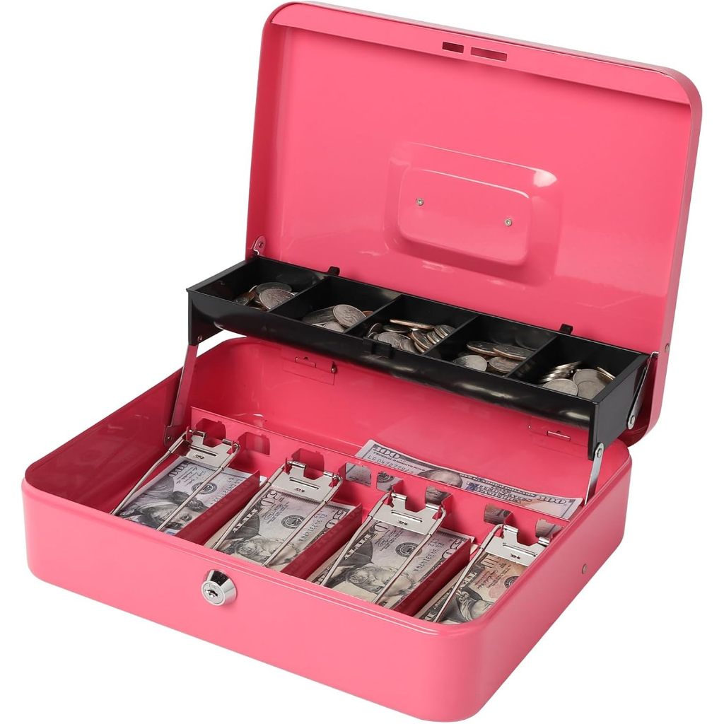 Caixa De Dinheiro Niqueleira Gaveta Noteiro ROSA PINK Com Chaves
