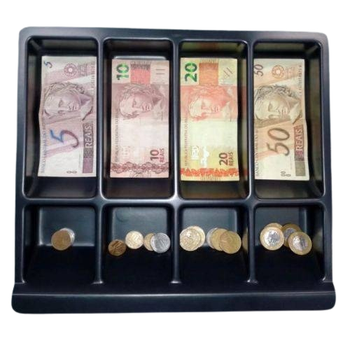 7 Gavetas Niqueleira Porta Niquel p Moeda Cédula Organiza Notas
