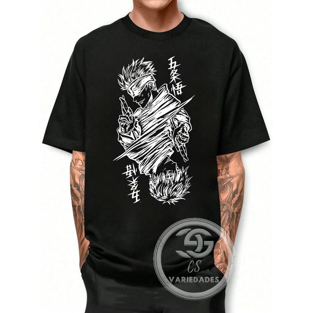 01 Camiseta Anime Jujutsu Kaisen Satoru Gojo malha 100% Algodão Penteada 30.1 Linha premium Estampada - Envio Rápido