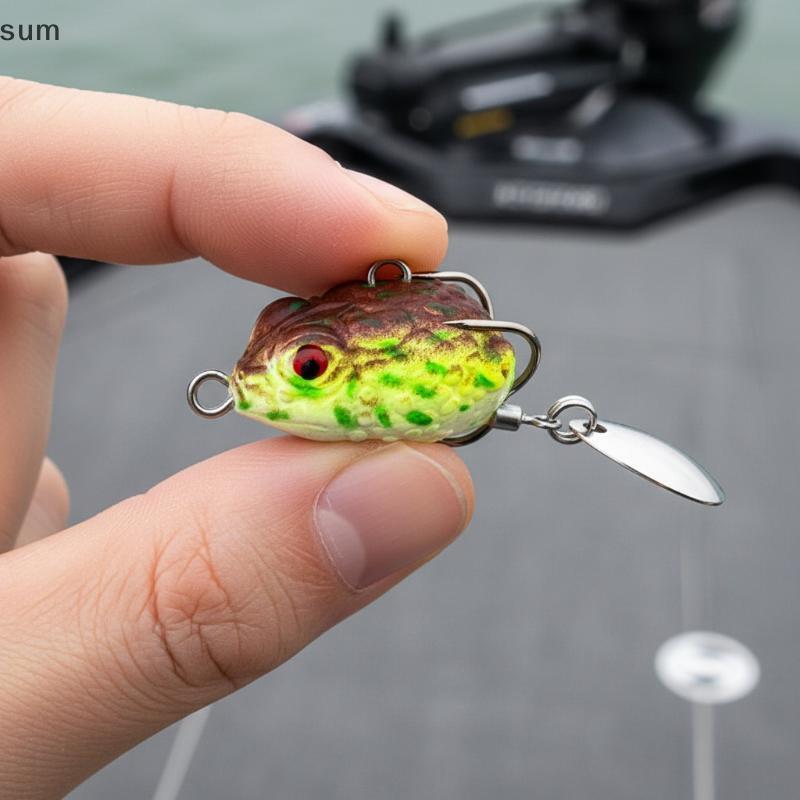 [sum] 2.5cm/3g Mini Thunder Frog Isca Macia Iscas Duplo Esconder Gancho Wobbler De Pesca De Silicone Com Metal Glitter S