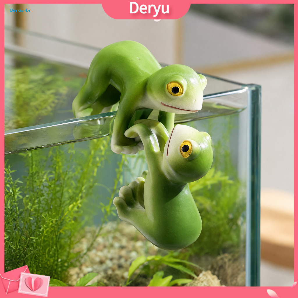 Frog Plant Pot Hangers Climbing Flower Hooks 2pcs Cute Realistic Clip-on Figurines Mini Resin for Succulent Pots Fish Ta