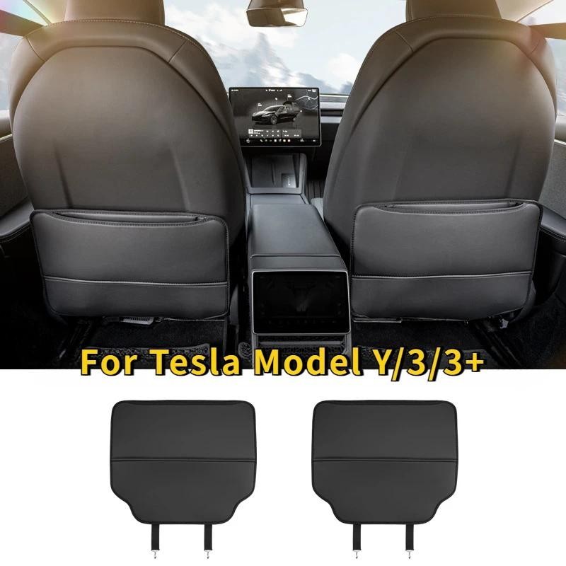 Assento De Carro Anti Kick Pad Para Tesla Modelo Y/3 + Couro Tudo Incluído Encosto Traseiro Proteção Capa Almofada Acess
