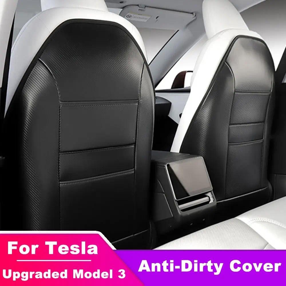 Almofada De Chute De Assento Para Novo Tesla Model3 Highland 2024 Couro Volta Anti Kick Protetores Capa Esteiras Acessór