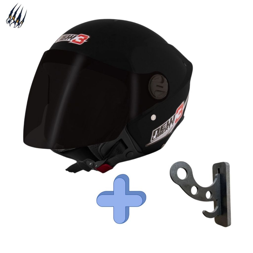 Capacete Aberto Para Moto Mais Suporte ProTork New Liberty Three Com Viseira Fumê