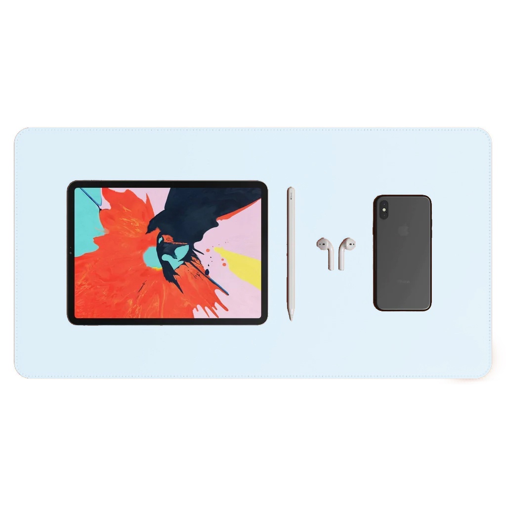 Desk Pad Grande Couro Sintético Azul Bebê
