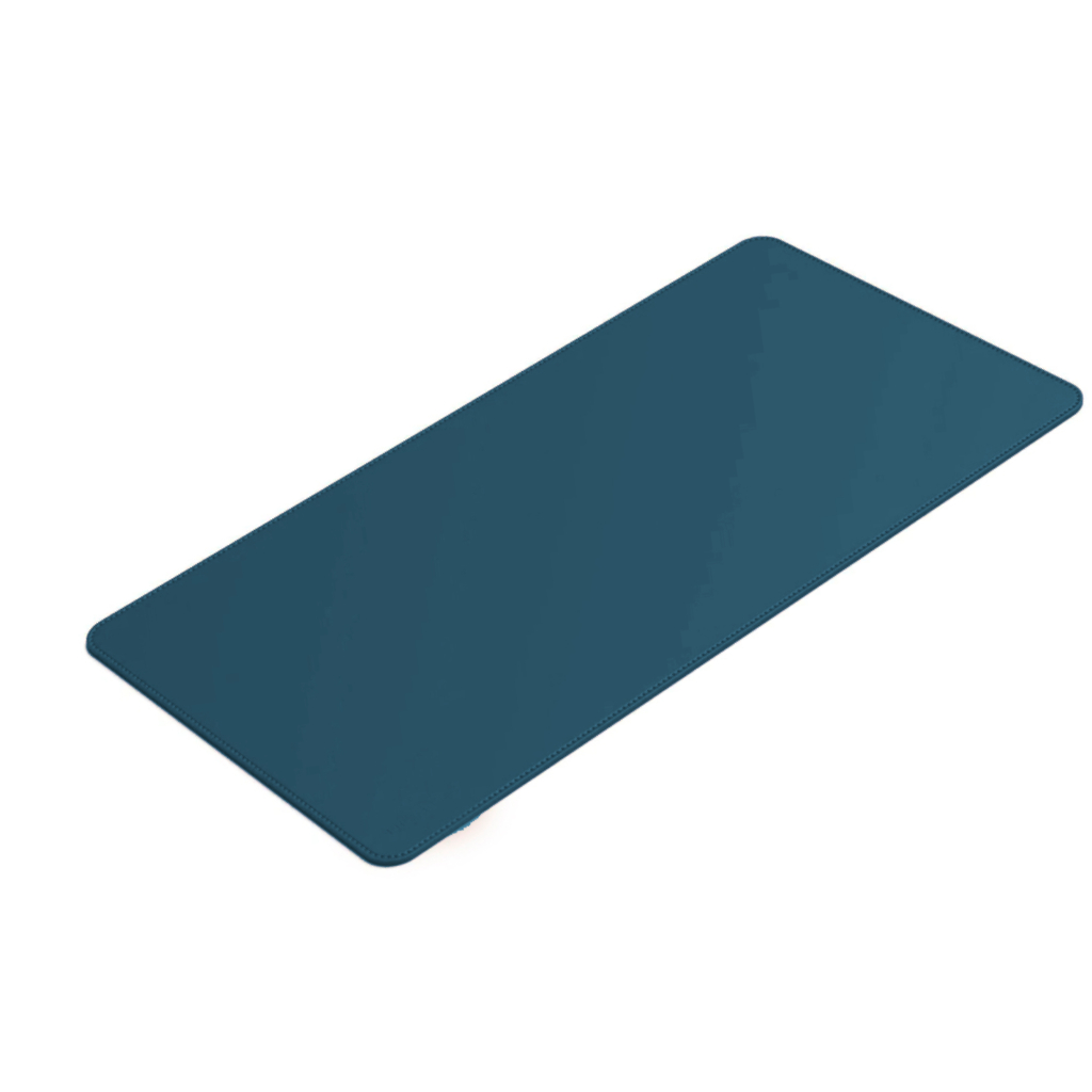 Desk Pad Feltro Padrão em Couro Ecológico Azul Oceano
