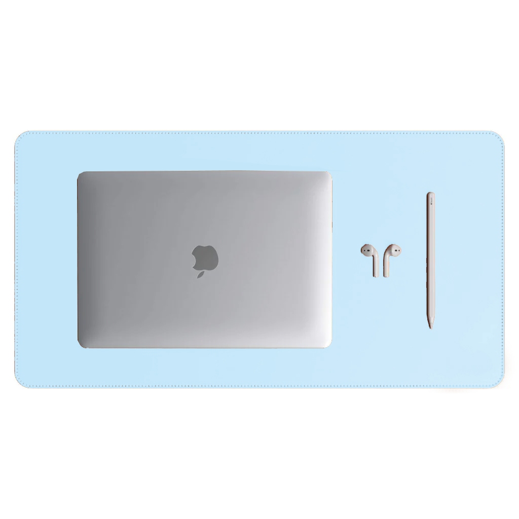 Desk Pad Padrão Premium Couro Ecológico Azul Bebê