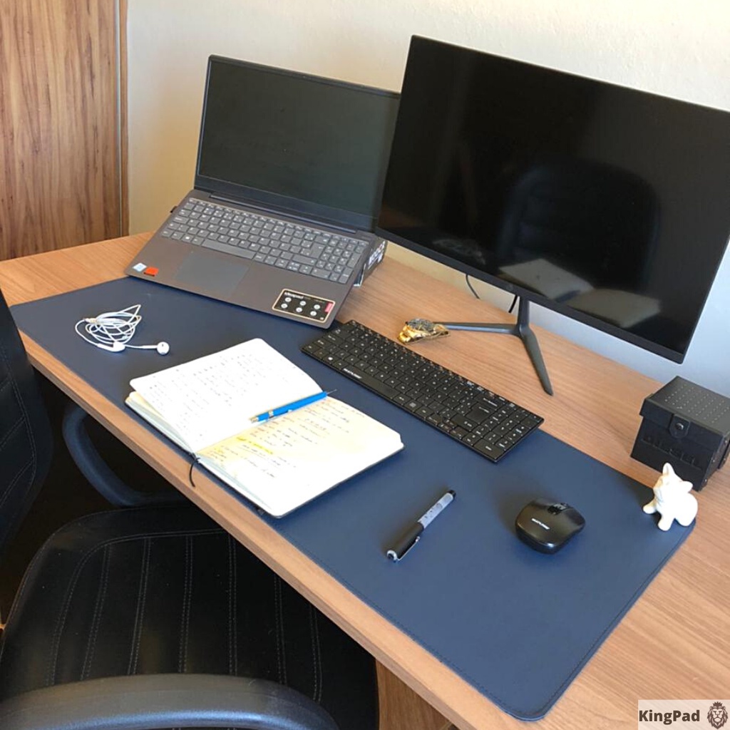 Mouse Pad Desk Pad Max XL Couro Ecologico 90x40cm Design Minimalista Azul (Midnight Blue) UltraPad - WORKPAD