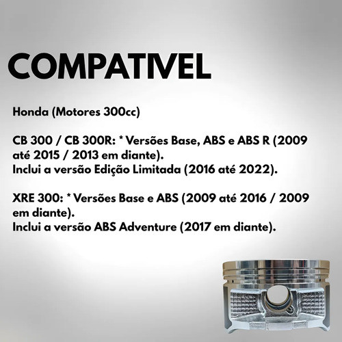 Kit Cilindro Pistão Anéis Cb300r Xre300 Magneti Marelli