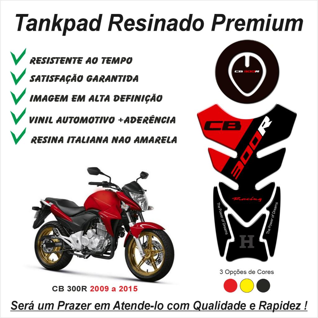 Adesivo Protetor de Tanque Tankpad e Bocal 3d Resinado Para Moto Honda Cb300r Cb 300 R