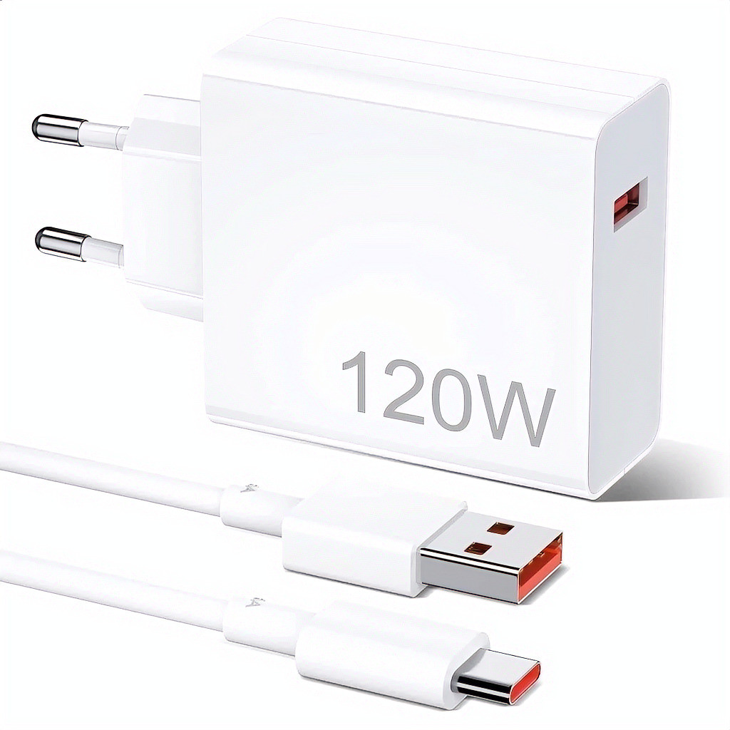 Carregador Rápida Turbo 120W With 6A USB C Cable 1M For Mi Turbo Charge Turbo Power Cable USB + Type C