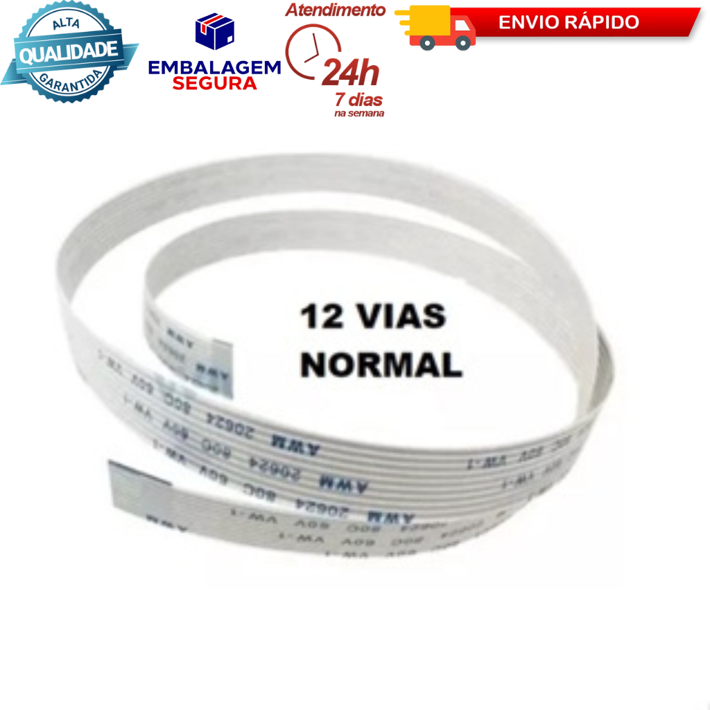 Flat Cable 12 Vias 50 Normal Do Painel Compatível Epson L3150 L3250 12v
