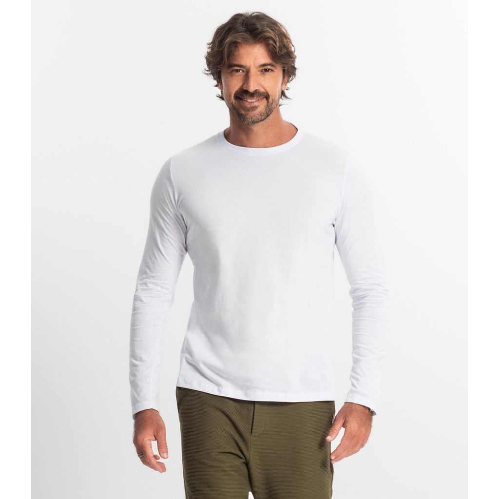 Camiseta Manga Longa Meia Malha Diametro Branco