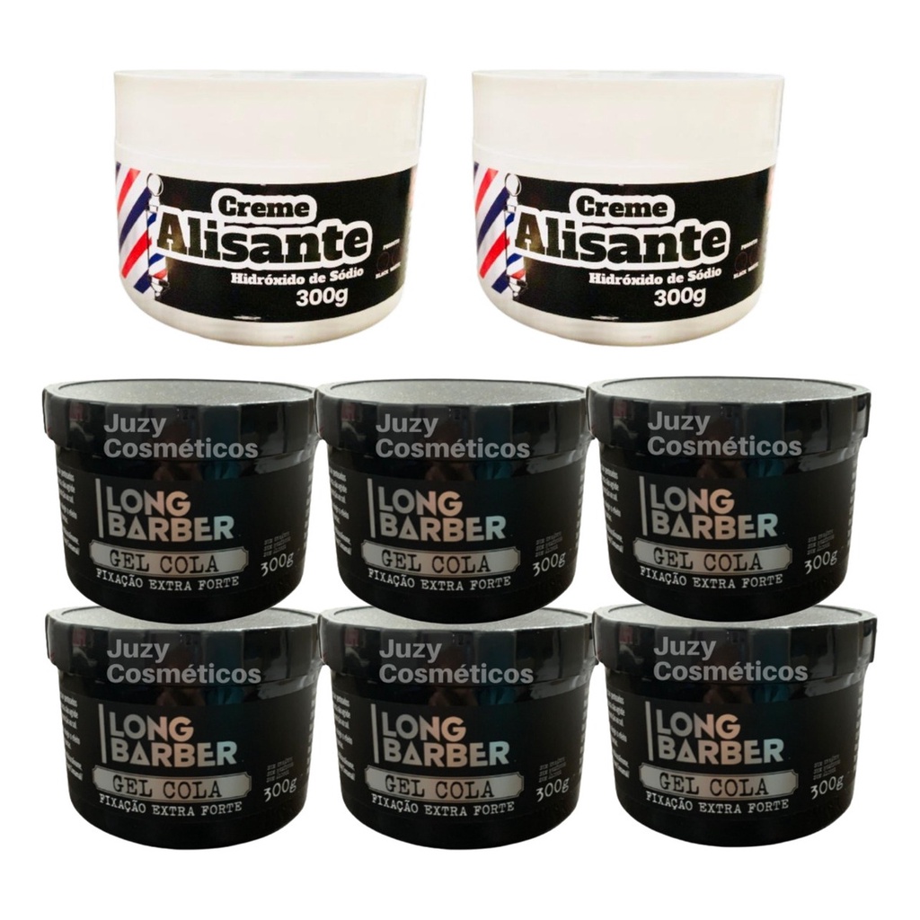 Kit 2 Alisante Americano White 300g + 6 Gel Long Barber 300g