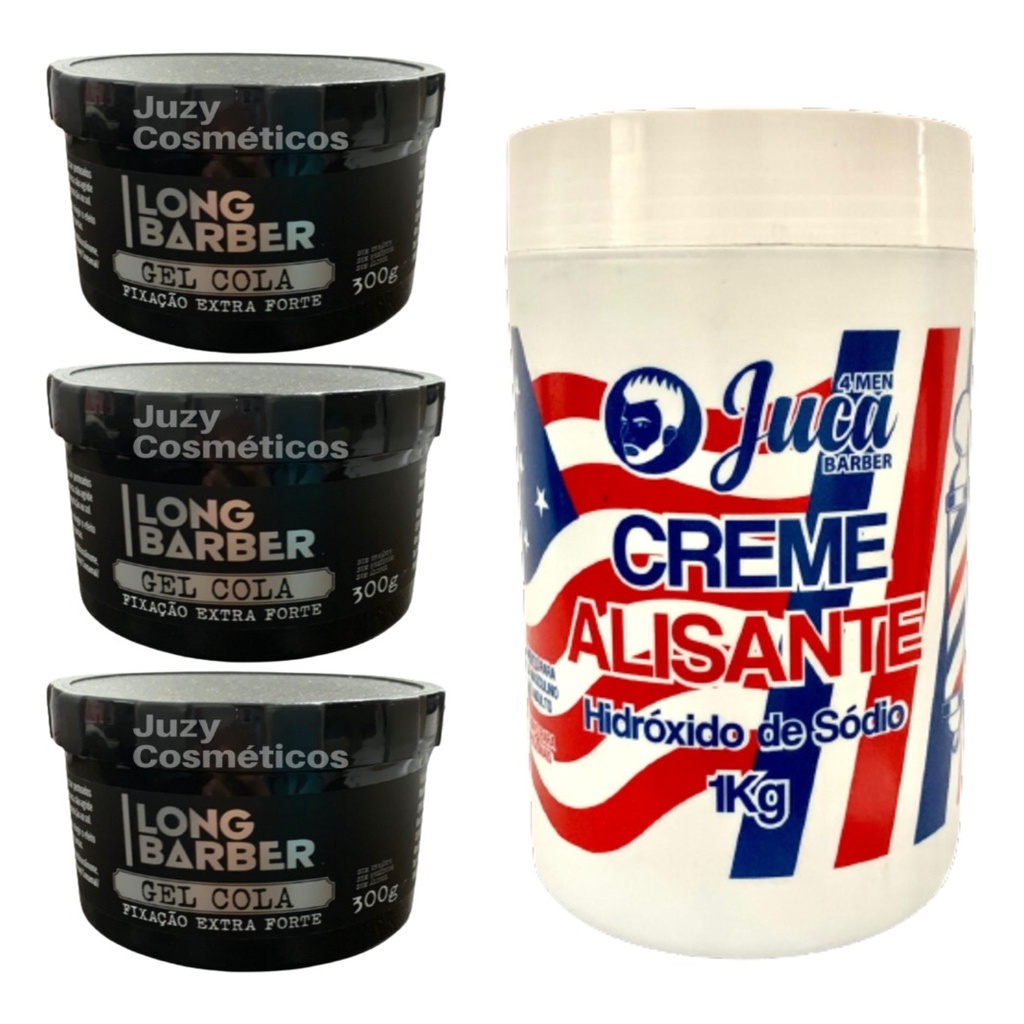 Kit Alisante Americano White 1kg + 3 Gel Long Barber 300g
