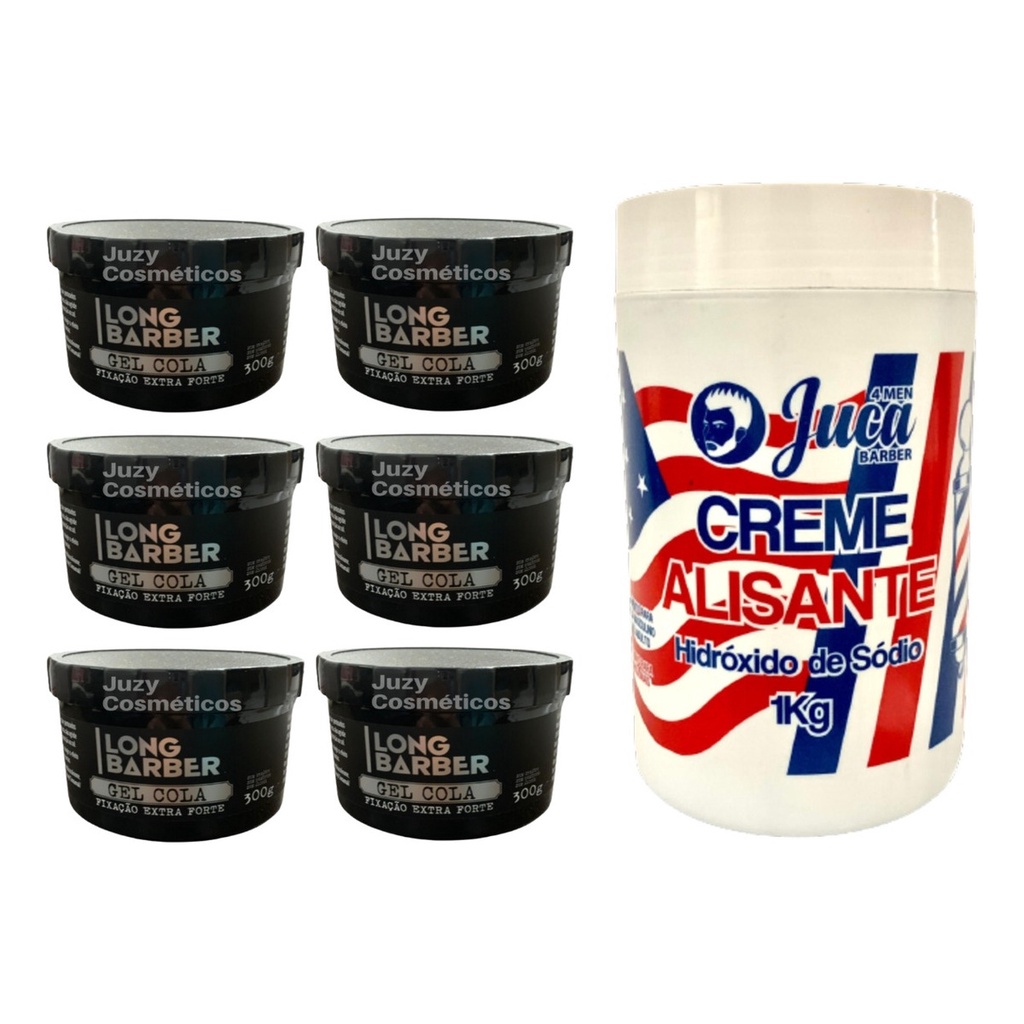 Kit Alisante Americano White 1kg + 6 Gel Long Barber 300g