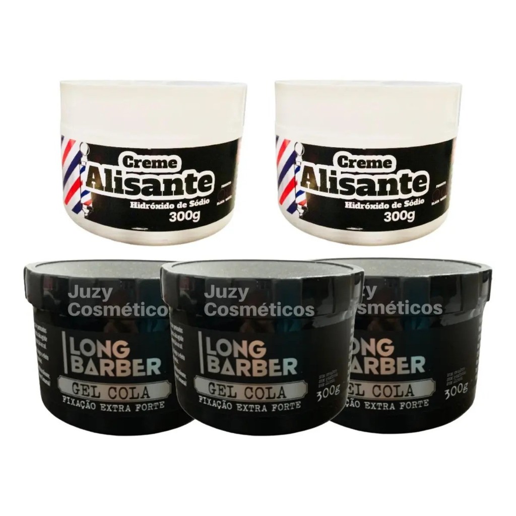 Kit 2 Alisante Americano White 300g + 3 Gel Long Barber 300g