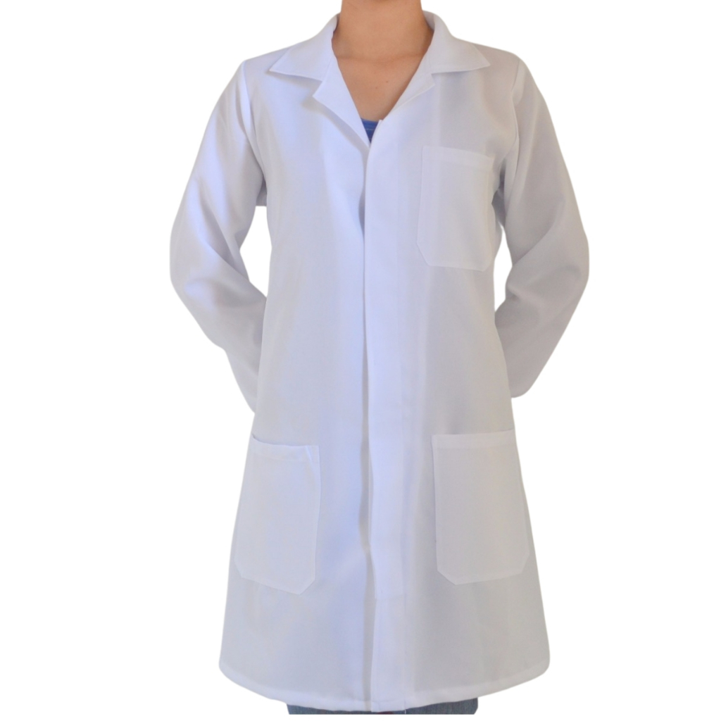 Jaleco Manga Longa Bolso Unissex Branco