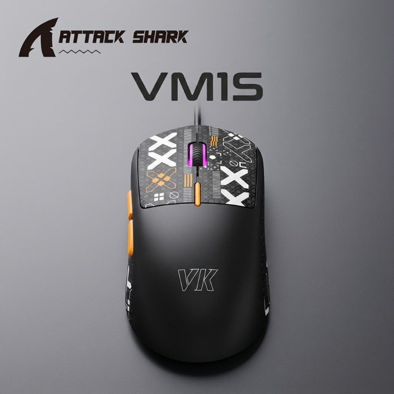 APAYADO VM1S Silent Click Wired Mouse 65g Leve 7200 DPI RGB Gaming Óptico Sensor Com Fita De Aderência Livre Para PC