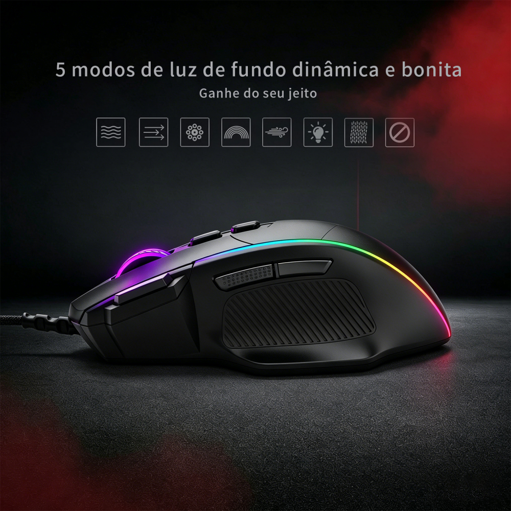 E-COIBEU Wired USB Gaming Mouse 12400 DPI 7 Buttons Optical Programmable Gaming Computer PC Laptop