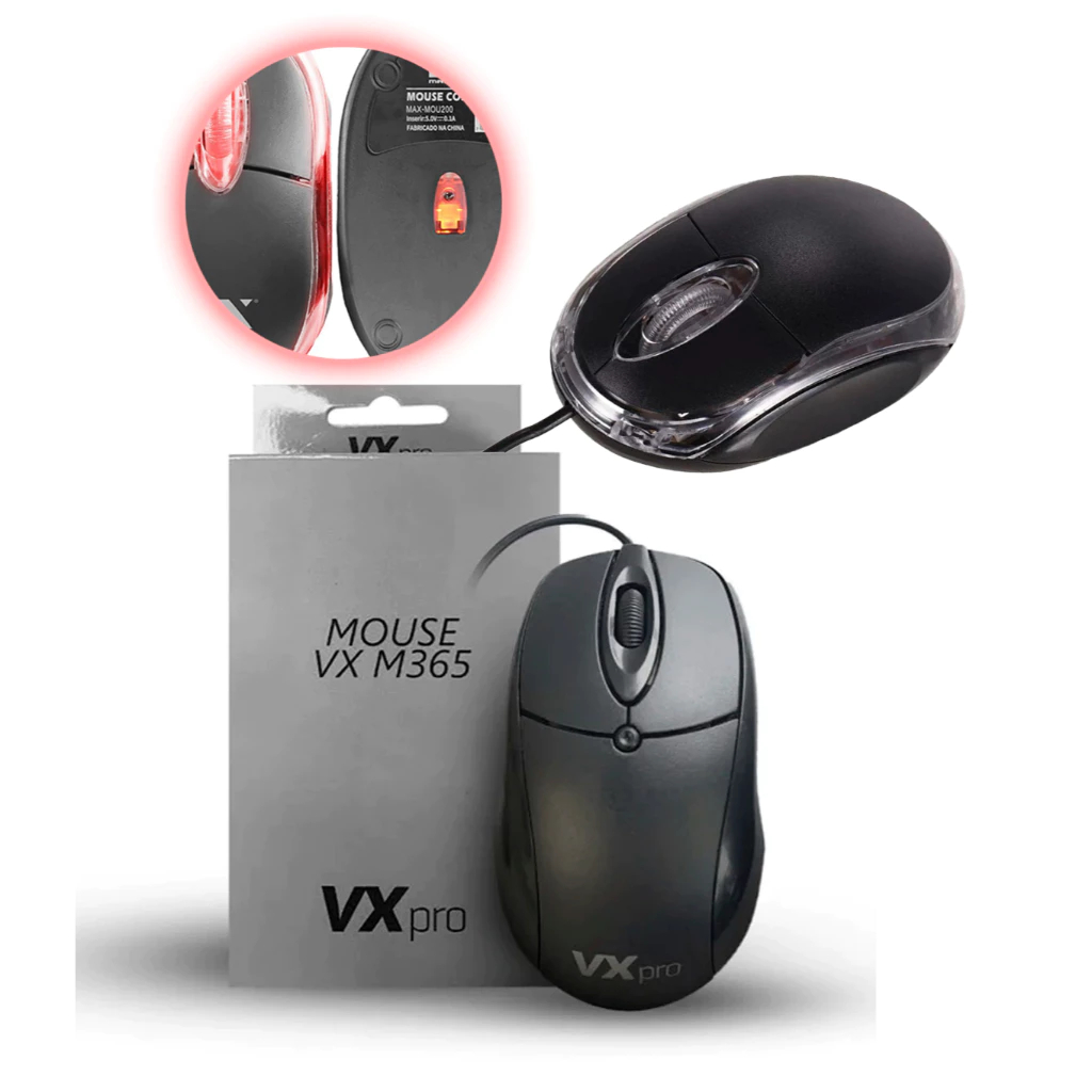 Mouse para computadores e notebooks Vxpro - Vxm365 e 800dpi USB Wired Gaming PC , Laptop , Notebook