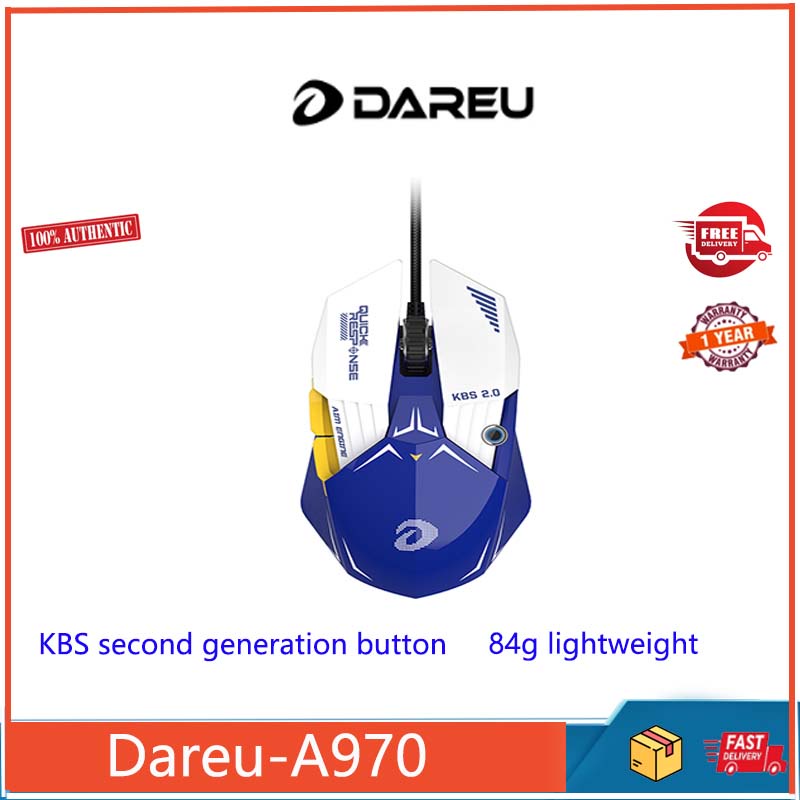 Dareu A970 Wired Gaming Mouse LOL Comendo Frango Warcraft Programação de Macro Caderno