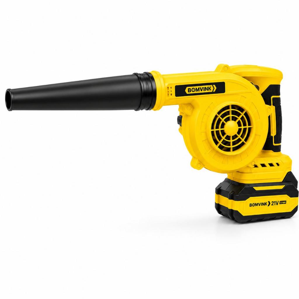 Soprador Industrial Dobrável Bomvink 21V Brushless 3820 Sem Fio 19000RPM Bateria 3Ah para Limpeza e Jardinagem