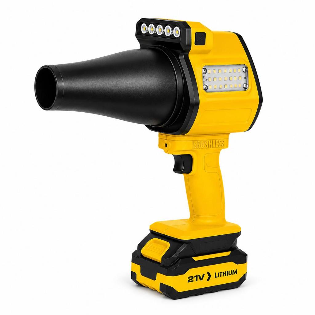 Soprador de Ar Turbo Bomvink 21V Brushless 1000W com Luz LED Multifunção Bateria Recarregável Alta Potência