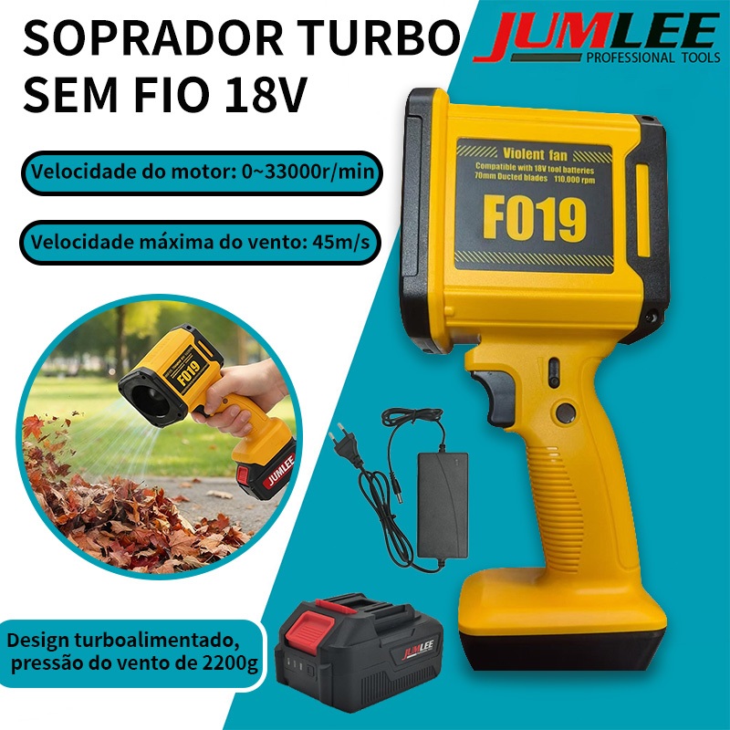 Mini Soprador de Ar Turbo F019 Potente Soprador de Folhas Portátil Sem Fio Profissional