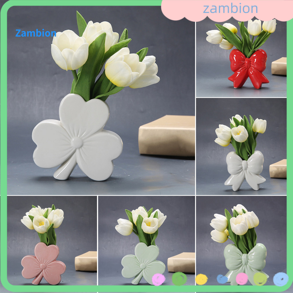 Decorative Flower Vase Bow Modern Ceramic Bowknot – Floral Holder for Home Office Table Centerpiece Stylish Plant for