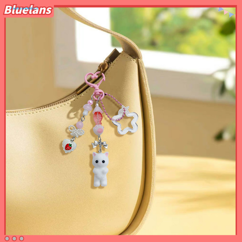 Cartoon Keychain Valentines Day Gift Cute Plush Cat Flower Fish Bow Pendant Bag Charm for Shoulder Bags School Perfect f