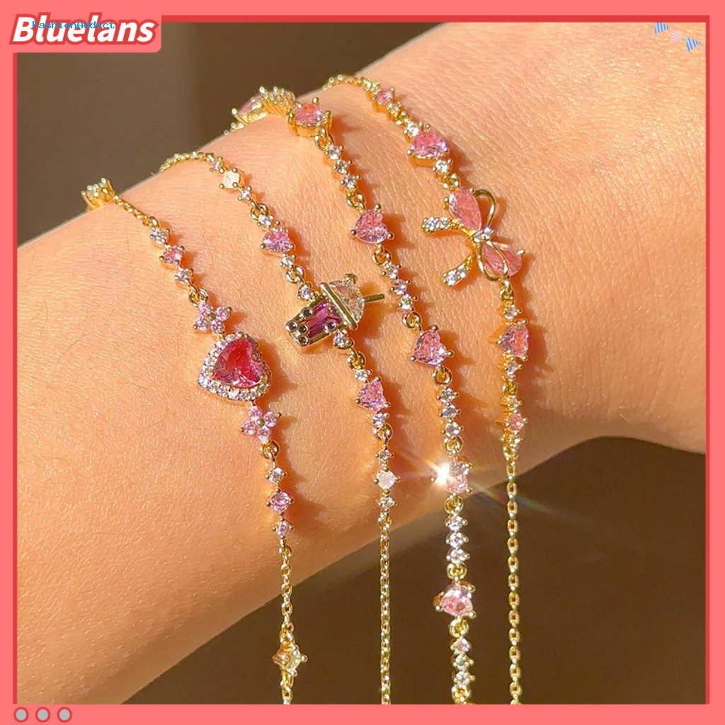 Bracelet Women’s Adjustable Bow Heart Flower Cubic Zirconia Wrist Bangle Elegant Jewelry Gift for Birthday Holiday Ann
