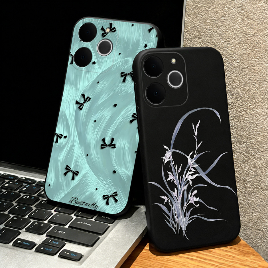 Capa Para Realme Note 70 70T Fantasy Green Bow Flower Matte Minimalista À Prova De Choque Capas De Silicone Exclusivas N