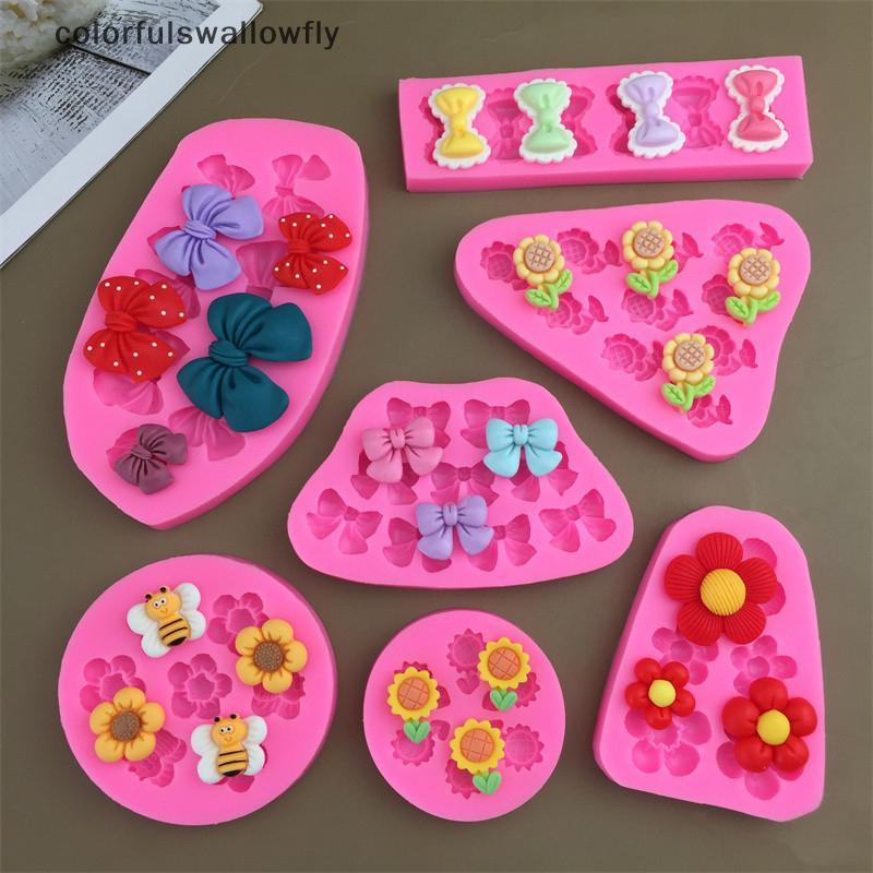 CSF Cartoon Flower Bow Bee Molde De Fondant De Silicone Para Decoração De Bolo Doces De Chocolate