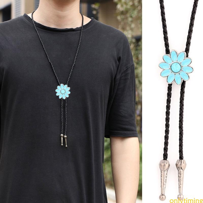 onlytiming Western Cowboy Flower Gemstones Fivela Bolo Gravata Para Homens Adolescentes Camisa Suéter