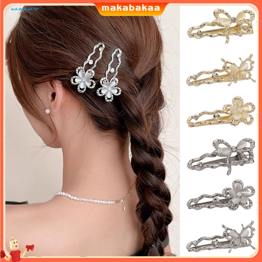 Hairpin Set Multiple Styles Flowers Bows Butterflies Imitation Opal Hair Clips Bangs Pins Trendy Accessories for Women a