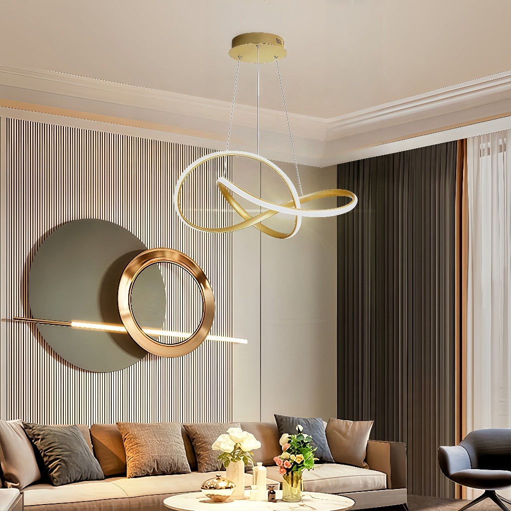Luminária De Teto Led Decoracao Minimalista Lustre Plafon Dourado Sala Quarto Cozinha Ceiling Light(3 cores em 1 luz)