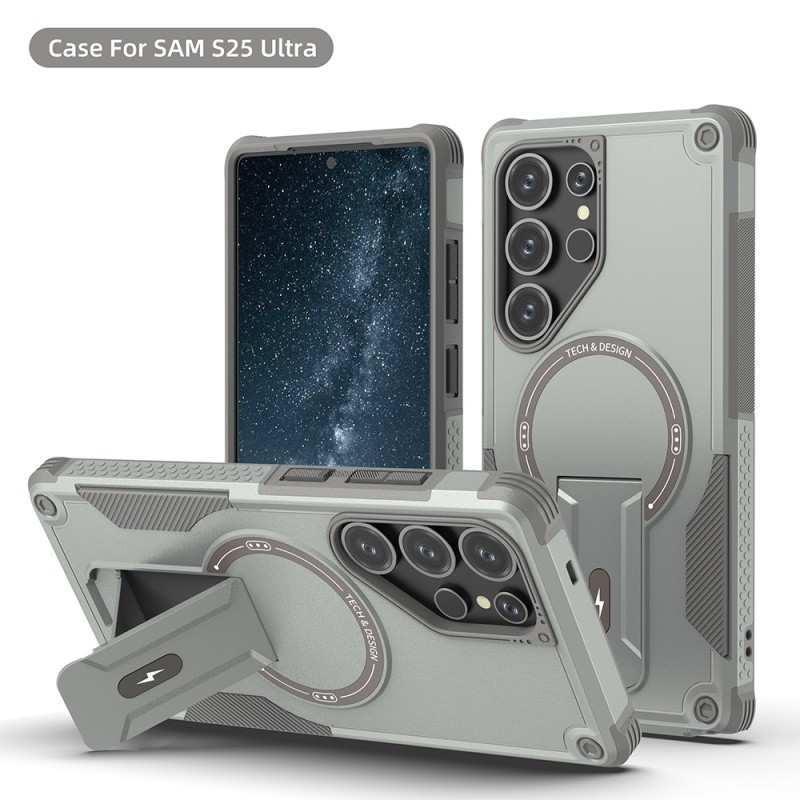 Para Samsung S25 S24 Ultra Plus Armadura à prova de choque Invisível Folding Stand Kickstand Magnético Phone Case Milita