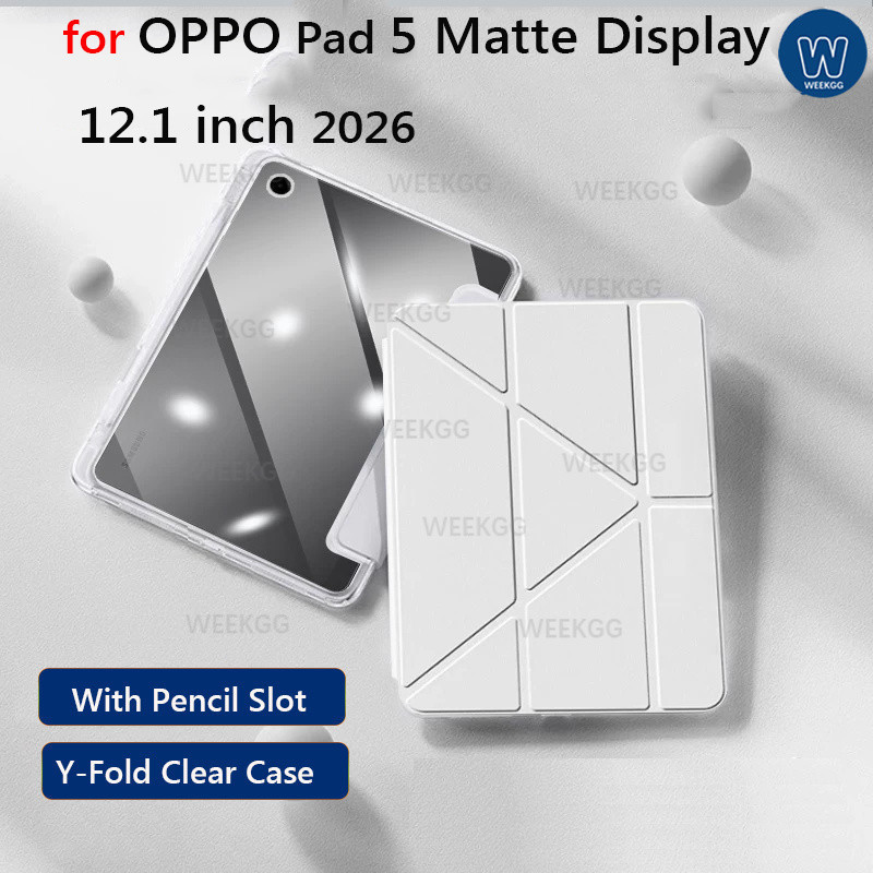 Invólucro Para OPPO Pad 5 Display Fosco 12.1 Polegadas 2026 Y-folding Tablet Cover Auto Wake/Sleep