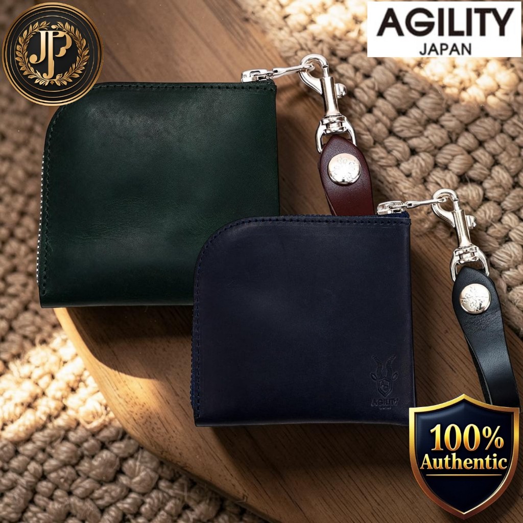 [AGILITY] affa “Argent Short” L-Zip Coin Case, Compact Slim Genuine Leather Folding Wallet, Unisex